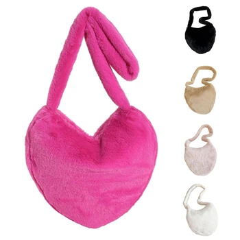 Мода вперед Женская сумочка в форме сердца Плюшевая сумка через плечо Слинг Ранец для девочек