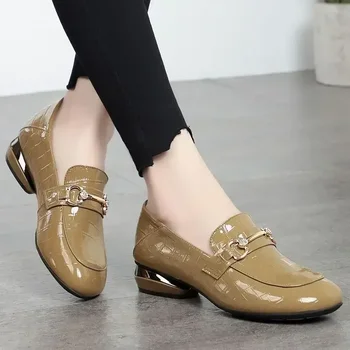 Тренд 2024 Весна и осень Новые женские маленькие кожаные туфли Высокое качество Мода Мягкая обувь на плоской подошве на толстом каблуке Женская обувь