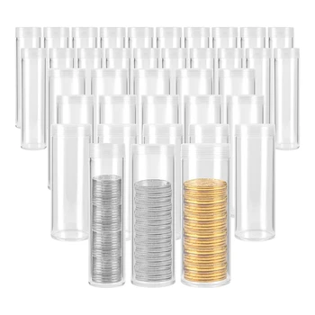 Разные размеры Трубки для хранения монет Прозрачные пластиковые трубки для монет Никелевые трубки для монет Принадлежности для сбора монет