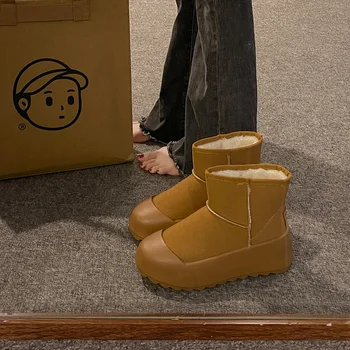 Ботинки Танкетка Обувь Сапоги-Женщины Роскошная Дизайнерская Зимняя Обувь Сабо с круглым носком Платформа Австралия Осень 2023 Мода на высоком каблуке