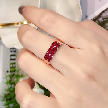 классический дизайн двухслойные рубиновые классические гладкие кольца для женщин изысканные модные легкие роскошные банкетные серебряные ювелирные изделия