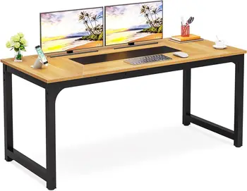 78,7 дюйма x большой компьютерный стол для руководительского офиса, орех + черный