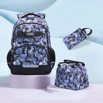 Основные рюкзаки для мальчиков Школьные сумки 3 шт./комплект Школьная сумка с сумкой для ланча Водонепроницаемая дорожная сумка для книг Рюкзак Mochilas