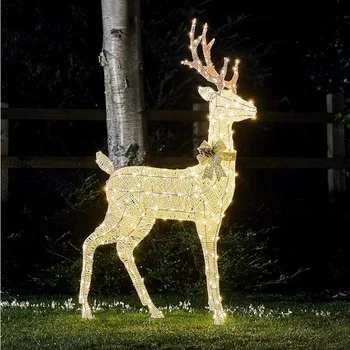 4.3 фута белый блестящий олень олень 260 светодиодный рождественский подсветка фигуры украшение для внутреннего наружного использования