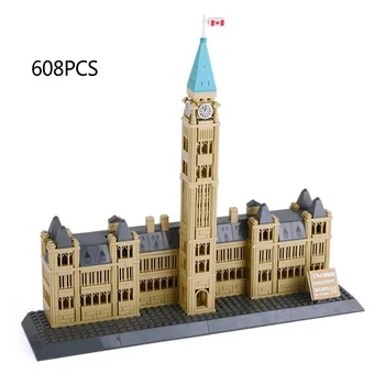 Город Всемирно известный Современная архитектура Канада Парламентский холм Строительный блок Модель кирпича Сборка Коллекция развивающих игрушек