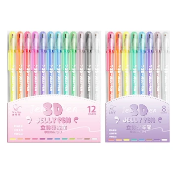 Ручки для письма для раскрашивания Художественные принадлежности Point Marker 3D Jelly Pen Set Candy Color Gel Pen