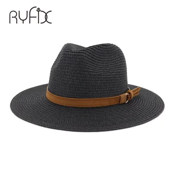 Летний отдых на берегу моря праздничная шляпа полоска кожаная пряжка модная джазовая соломенная шляпа HA110