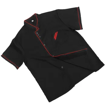 унисекс Унисекс С коротким рукавом Униформа шеф-повара Базовая рубашка для кейтеринга для пекарни Ресторан общественного питания Размер XXXL (черный)