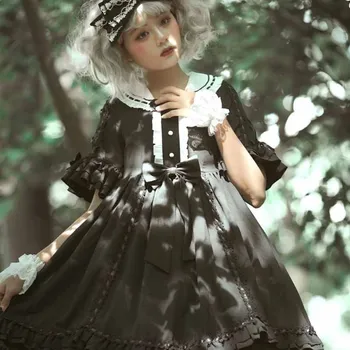 Платье принцессы Лолиты Японский готический костюм Лолиты на Хэллоуин Высокая талия Черный Ретро Стиль Подарок для девочек Вечерние платья