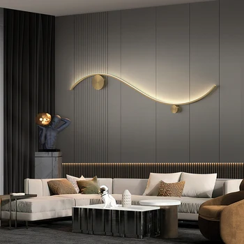 Современный латунный светодиодный настенный светильник для гостиной и спальни Лестница Nordic Simple Copper Interior Светодиодные настенные светильники Прикроватный настенный декор