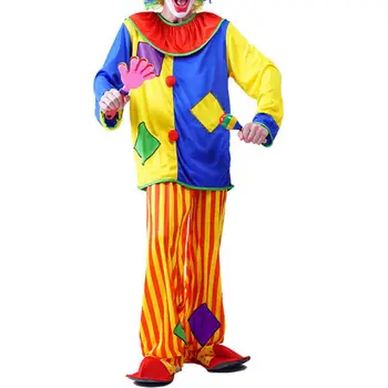 Комплект костюма свободного кроя Яркий костюм клоуна для взрослых Простой в ношении костюм для косплея Джокера с эластичным поясом на Хэллоуин