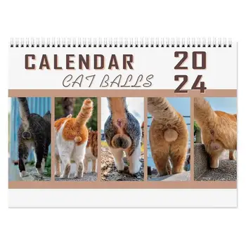 Кошачьи задницы 2024 Для любителей кошек Календарь забавных кошек Календарь попок котят на 2024 год Ежемесячные настенные календари Милая забавная порода собак
