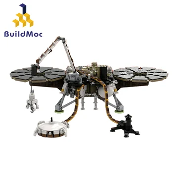 BuildMoc Mars Exploration Lander Building Block Set Space Mars InSighted Detector Probe Bricks Игрушки для детей Подарки на день рождения