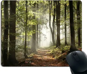 Игровой коврик для мыши Custom Autumnal Pathway in The Mountains with Mist in The Distance Wilderness Scene Нескользящий резиновый коврик для мыши