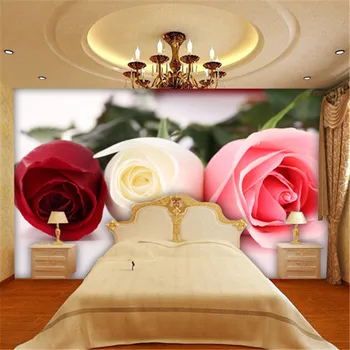 beibehang ТВ фон обои современные романтические розы живопись гостиная ресторан стереоскопическая видеостена 3d обои