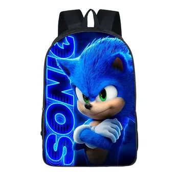 Sonic Детский мультяшный рюкзак Студенческий рюкзак Сумка через плечо Мужской и женский спортивный портативный рюкзак большой емкости