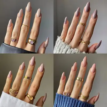 HEALLOR 24 шт. Маникюр Съемный пресс на ногтях DIY Искусственные ногти Шпилька Длинный Французский Сплошной Цвет