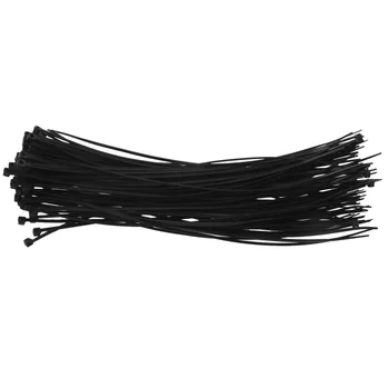 100 x Тонкий черный кабель Аккуратные стяжки Застежки-молнии Обмотка шнура Ремешок 200 мм x 3 мм