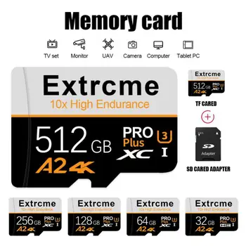 Mini U3 A1 Карта памяти Высокоскоростная карта Mini SD 512 ГБ 32 ГБ 128 ГБ 256 ГБ Micro TF Флэш-карта для смартфона/видеонаблюдения Коммутатор